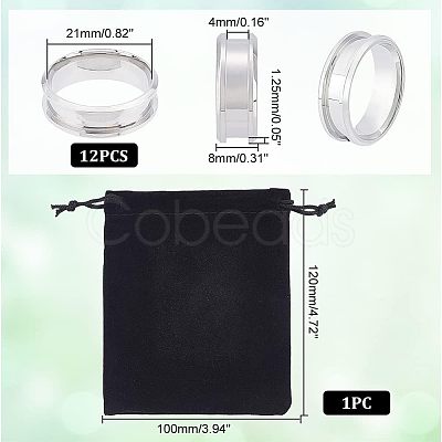 12Pcs Stainless Steel Grooved Finger Ring Settings STAS-UN0038-94D-1
