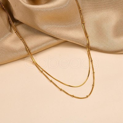 304 Stainless Steel Double-Layer Necklace LS-NJEW-Q321-01G-1