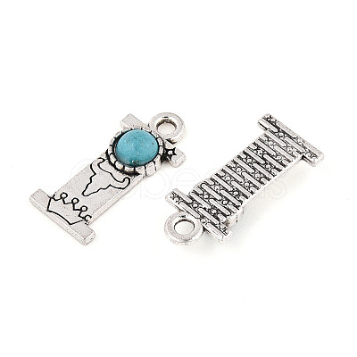 Synthetic Turquoise & Alloy Pendants PALLOY-H146-01AS-I-1