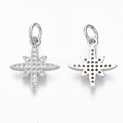 Brass Micro Pave Clear Cubic Zirconia Charms ZIRC-R109-011P-NF-1