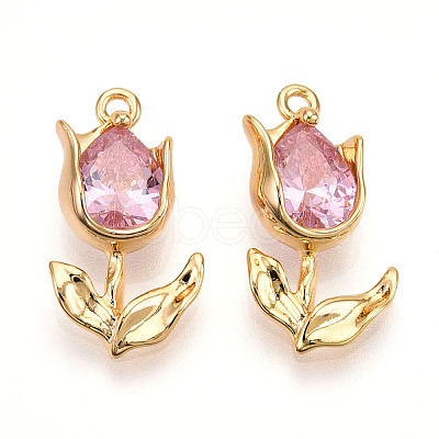 Brass Micro Pave Cubic Zirconia Pendants KK-N262-115C-G-1