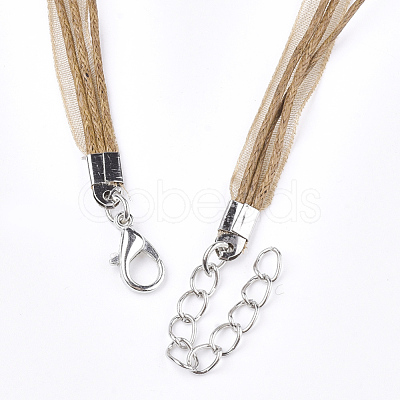 Waxed Cord and Organza Ribbon Necklace Making NCOR-T002-290-1