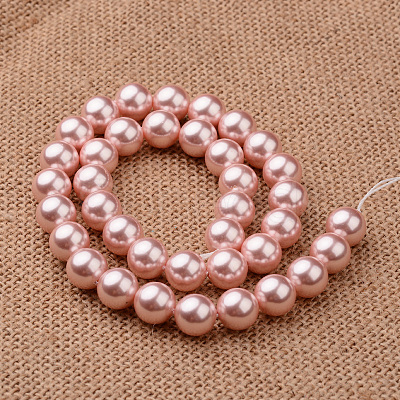 Polished Round Grade A Shell Pearl Bead Strands BSHE-M027-6mm-23-1