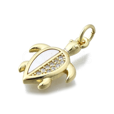 Brass Micro Pave Clear Cubic Zirconia Pendants KK-V010-07G-01-1