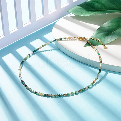 Natural Indian Agate Beaded Necklaces for Women NJEW-JN03789-03-1