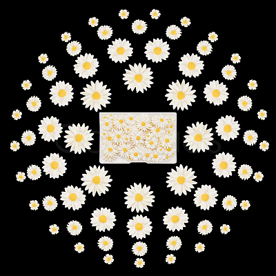 100Pcs 4 Styles Flatback Hair & Costume Accessories Ornaments Resin Flower Daisy Cabochons CRES-NB0001-37B-1