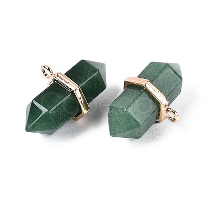 Natural Green Aventurine Double Terminal Pointed Pendants G-N345-09G-1