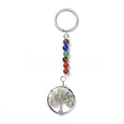 Gemstone and Natural Amazonite Chakra Keychain KEYC-P037-A04-1