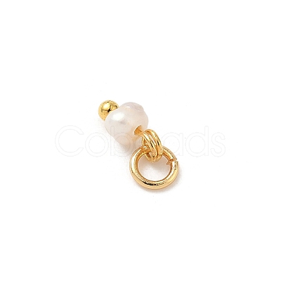 Natural Cultured Freshwater Pearl Rondelle Charms PALLOY-JF04393-02-1