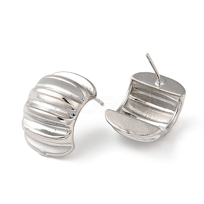 Rack Plating Brass Twist Rectangle Stud Earrings for Women EJEW-Z019-15P-1