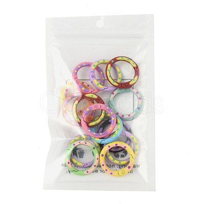 14Pcs Spray Painted Alloy Spring Gate Rings FIND-FS0004-58-1