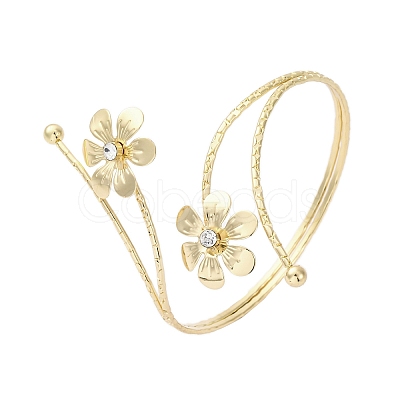 Lotus Alloy Arm Cuff Bangles for Girl Women AJEW-A063-01E-G-1