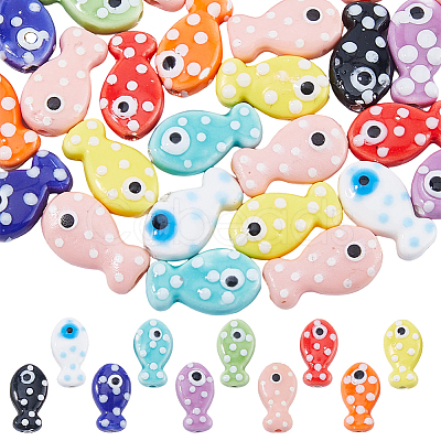 35Pcs 10 Styles Handmade Porcelain Beads PORC-HS0001-13-1