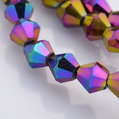 Faceted Bicone Electroplate Glass Beads Strands EGLA-P016-4mm-F03-1