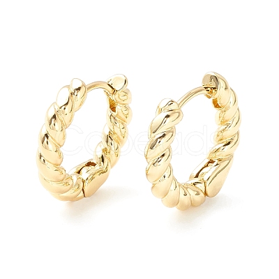 Brass Twisted Rope Chunky Hinged Huggie Hoop Earrings for Women EJEW-P196-25G-1