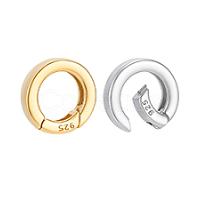 2Pcs 2 Colors 925 Sterling Silver Spring Gate Rings with 925 Stamp STER-PH0004-27B-1