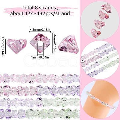 8 Strands Transparent Gradient Color Glass Bead Strands GLAA-SC0002-02A-1