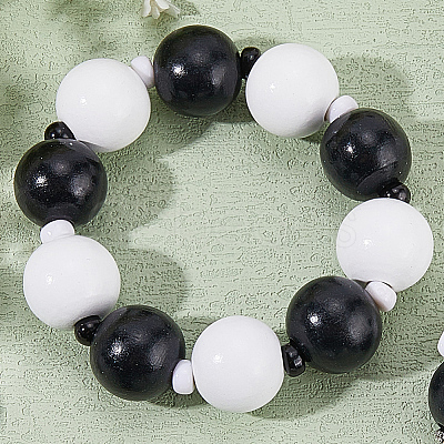 50Pcs 2 Colors Wood Large Hole European Beads WOOD-SP0001-50-1