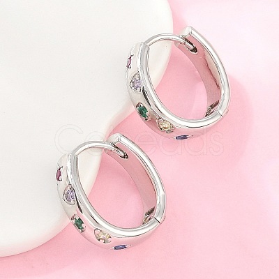 Brass Micro Pave Cubic Zirconia Hoop Earrings KK-CBA8324-01P-1
