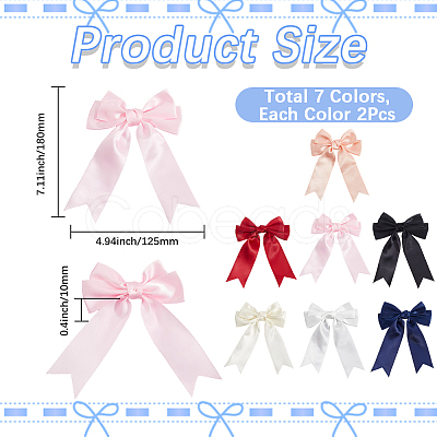 14Pcs 7 Colors Polyester Bowknot Ornament Accessories DIY-SP0004-82-1