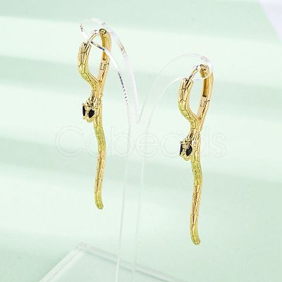 Snake Brass Hoop Earrings EJEW-R025-27G-1