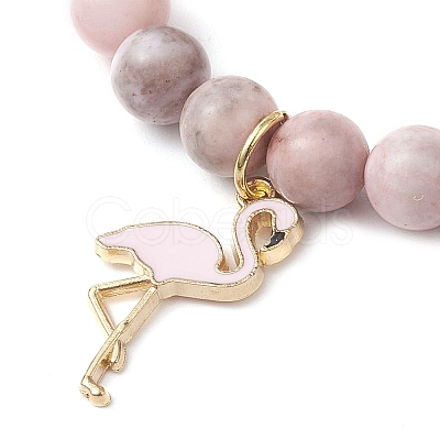 Natural Pink Zebra Jasper Beads Stretch Bracelets for Women BJEW-JB11451-1