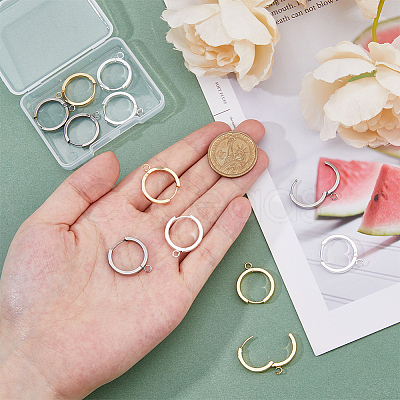 12Pcs 3 Colors 201 Stainless Steel Huggie Hoop Earrings Findings FIND-DC0005-89-1