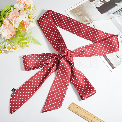 Polka Dot Pattern Polyester Long Silk Scarf for Women Girls AJEW-WH20042-79C-1