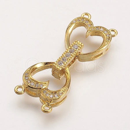 Brass Micro Pave Cubic Zirconia Fold Over Clasps ZIRC-F047-09G-1