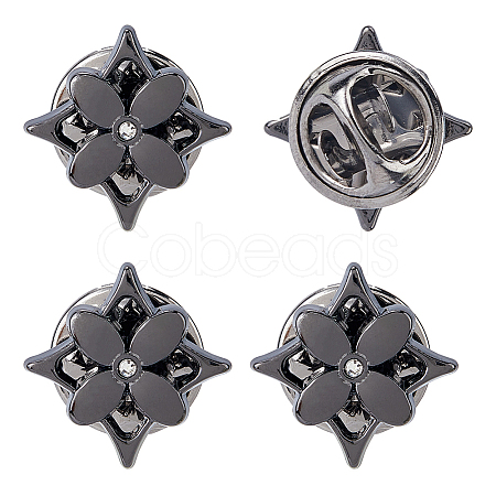 20Pcs Flower Alloy Rhinestone Lapel Pin Backs for Backpack Clothes JEWB-FH0002-72B-1