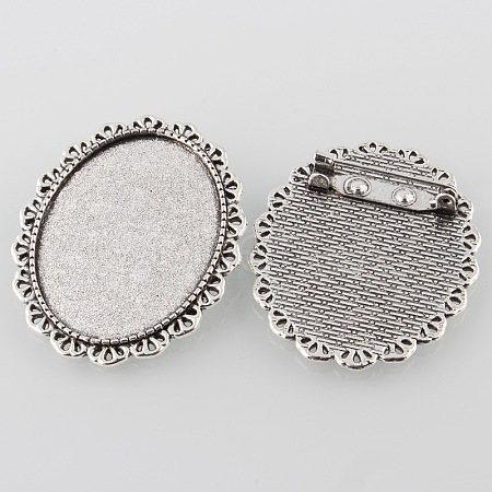 Vintage Alloy Brooch Cabochon Bezel Settings PALLOY-O038-41AS-1