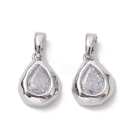 Brass Micro Pave Clear Cubic Zirconia Charms KK-K360-14P-1