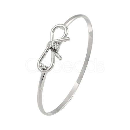 Adjustable Bowknot Brass Torque Bangles for Women BJEW-Z074-01P-1