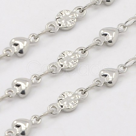 Tarnish Resistant 3.28 Feet 304 Stainless Steel Flower Chains X-CHS-K001-47-1