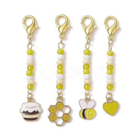 4Pcs 4 Styles Alloy Enamel Pendant Decorations HJEW-JM01696-1