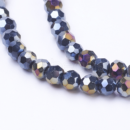 Faceted(32 Facets) Round AB Color Electroplate Glass Beads Strands X-EGLA-J042-4mm-AB01-1