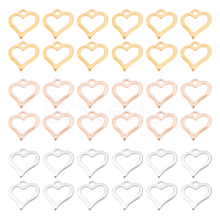 60Pcs 3 Colors 304 Stainless Steel Open Heart Charms STAS-DC0007-60-1