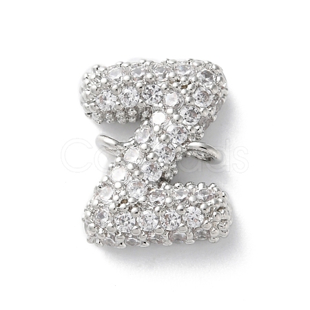 Brass Micro Pave Cubic Zirconia Letter Links KK-I717-04Z-P-1