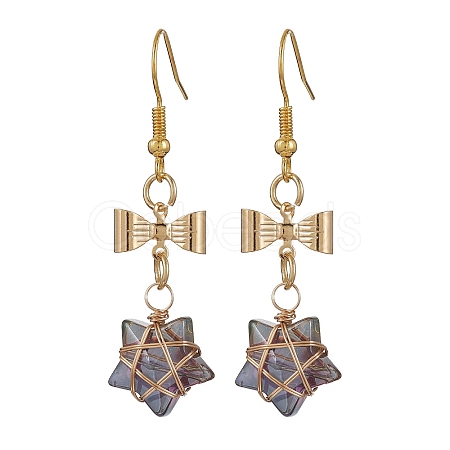 Glass Star Dangle Earrings EJEW-JE05548-01-1