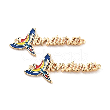 Rack Plating Brass Colorful Enamel Parrot Honduras Links Connector Charms KK-C063-06G-1