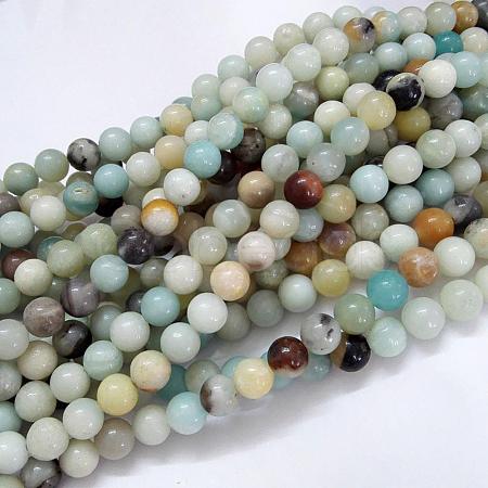 Natural Flower Amazonite Beads Strands G-G692-01-8mm-1