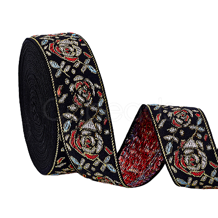 16.5Yards Ethnic Style Polyester Embroidery Flower Ribbon OCOR-GA0002-79-1
