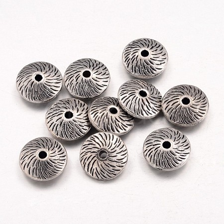 Tibetan Style Alloy Flat Round Beads TIBEB-5386-AS-FF-1