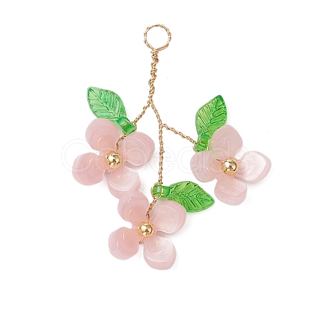 Plastic with Acrylic & Copper Wire Pendants PALLOY-JF03601-04-1