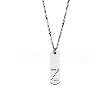 304 Stainless Steel Rectangle with Laser Cut Initial Pendant Necklaces FS-WG71FEF-26-1