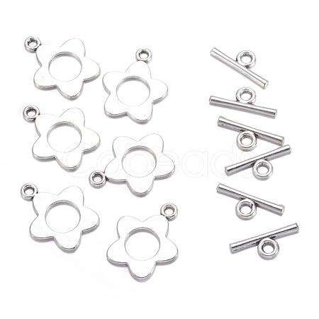 Flower Tibetan Style Alloy Toggle Clasps X-A0977Y-1