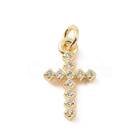 Brass Micro Pave Cubic Zirconia Charms KK-C012-43G-1