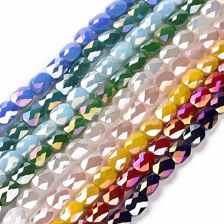 Faceted Electroplated Glass Beads Strands GLAA-G092-C-1