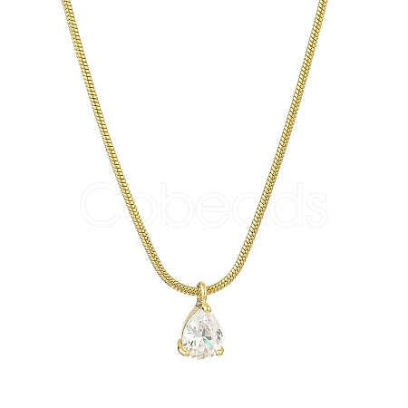 Brass Cubic Zirconia Charms Necklace NJEW-JN04919-1