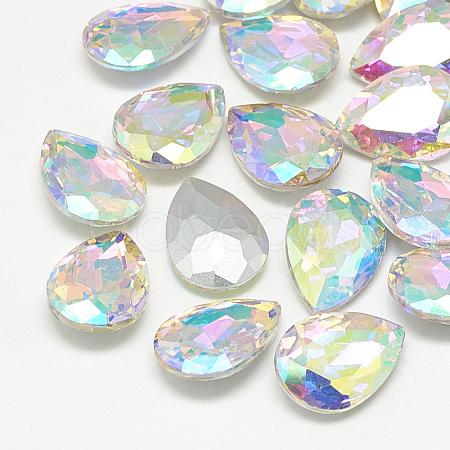 Pointed Back Glass Rhinestone Cabochons RGLA-T081-6x8mm-05-1